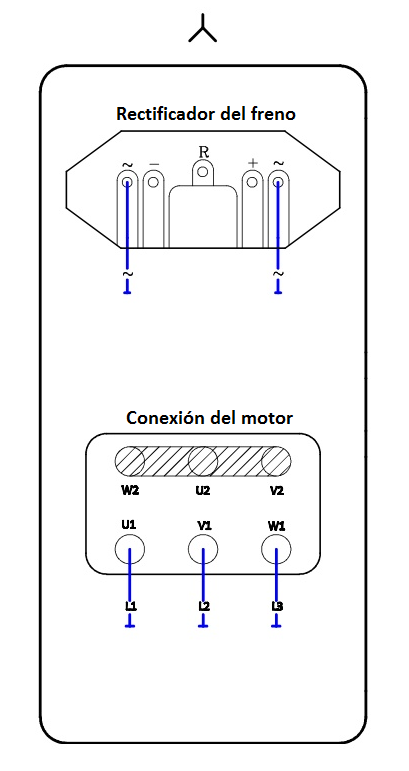 Esquema de conexión de freno de corriente alterna de motor autofrenante con doble caja de bornas en zuendo.com